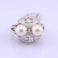 14K White Gold Pearl & Diamond Ring Art Deco Style 0.65 CTW Size 7