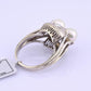 14K White Gold Pearl & Diamond Ring Art Deco Style 0.65 CTW Size 7