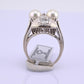 14K White Gold Pearl & Diamond Ring Art Deco Style 0.65 CTW Size 7