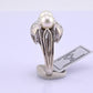 14K White Gold Pearl & Diamond Ring Art Deco Style 0.65 CTW Size 7