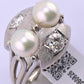 14K White Gold Pearl & Diamond Ring Art Deco Style 0.65 CTW Size 7