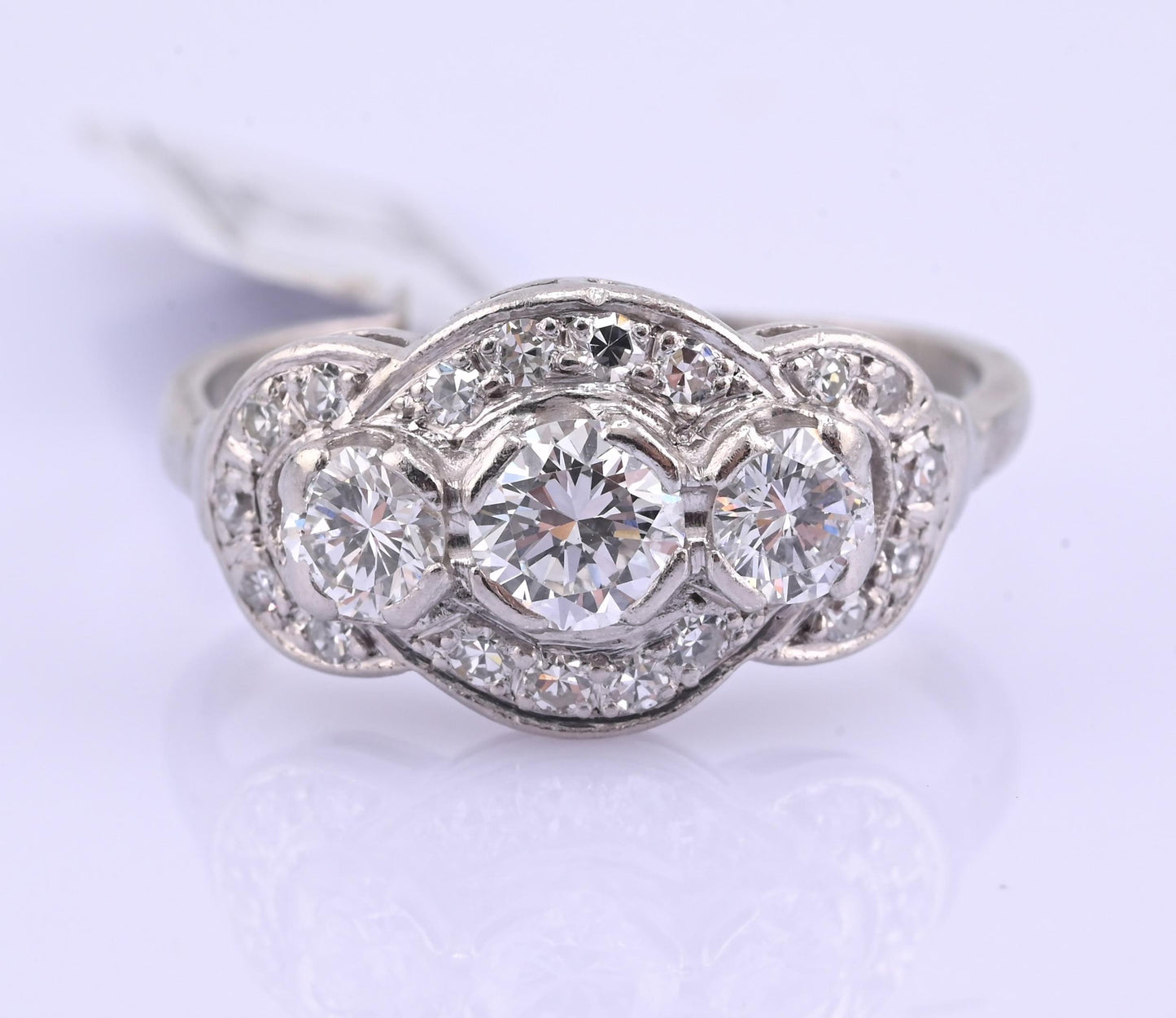 IGI Certified Vintage Platinum Diamond Ring 1.00 CTW Size 7.25