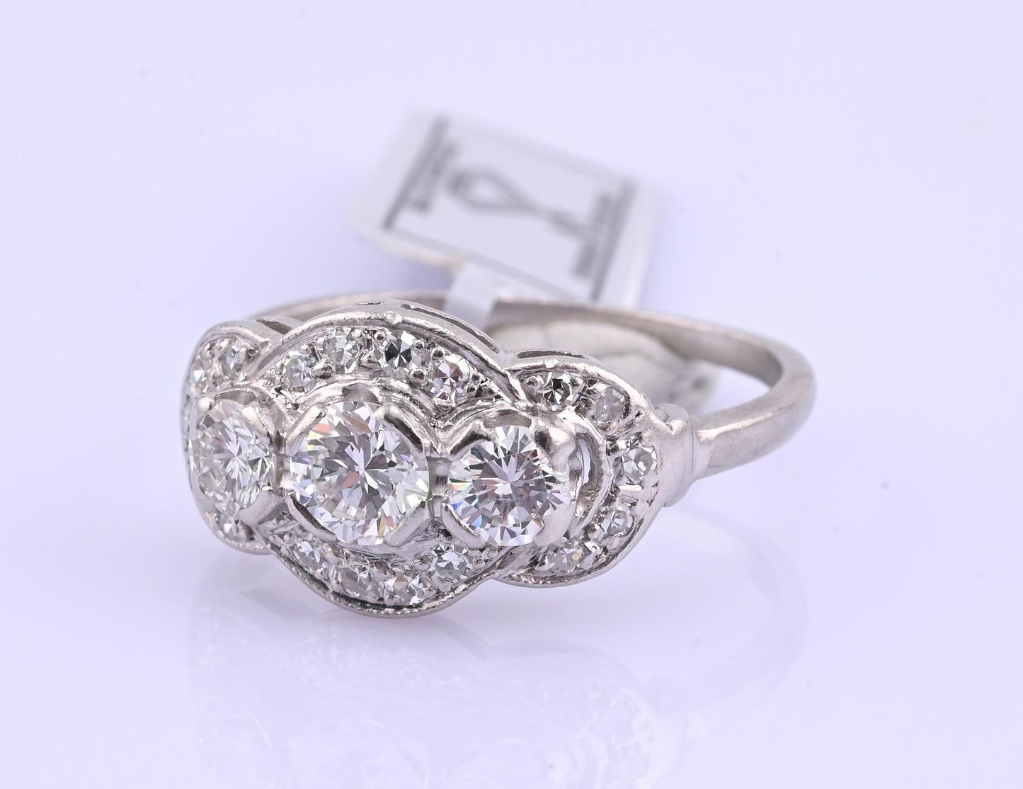 IGI Certified Vintage Platinum Diamond Ring 1.00 CTW Size 7.25