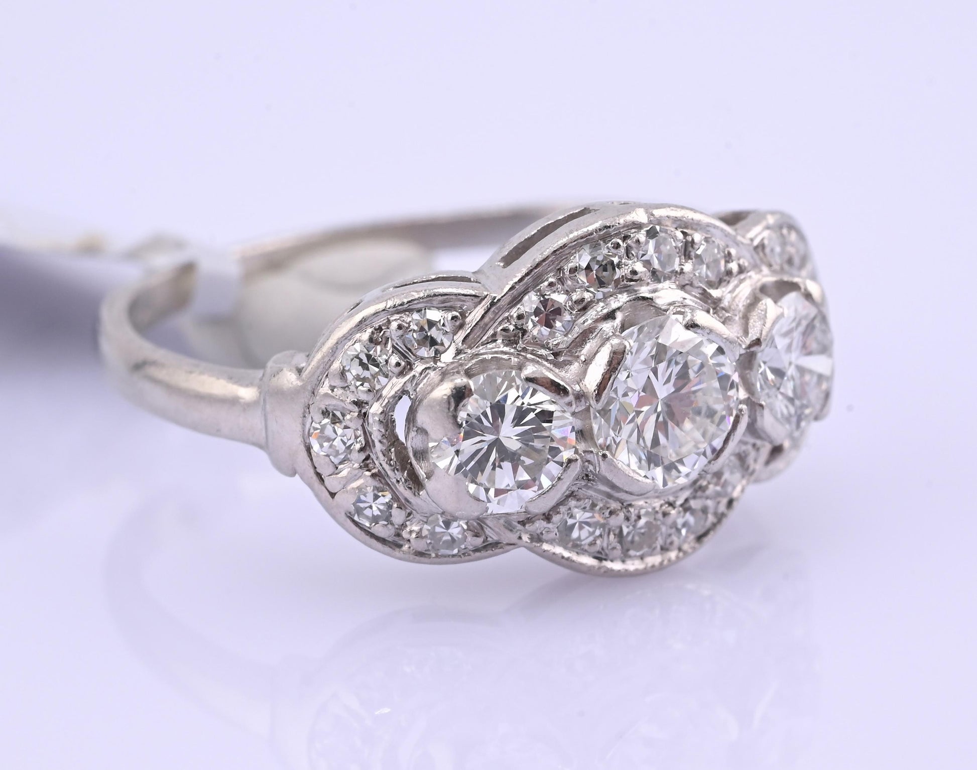 IGI Certified Vintage Platinum Diamond Ring 1.00 CTW Size 7.25