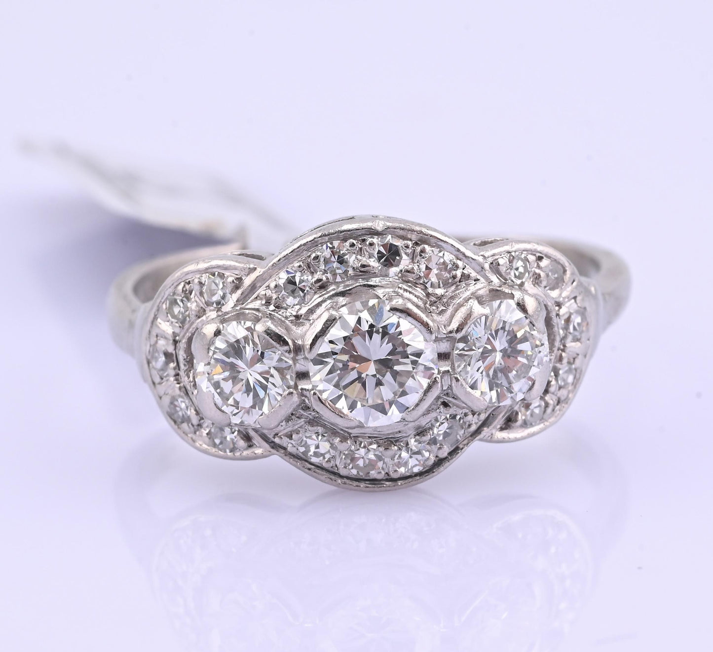 IGI Certified Vintage Platinum Diamond Ring 1.00 CTW Size 7.25