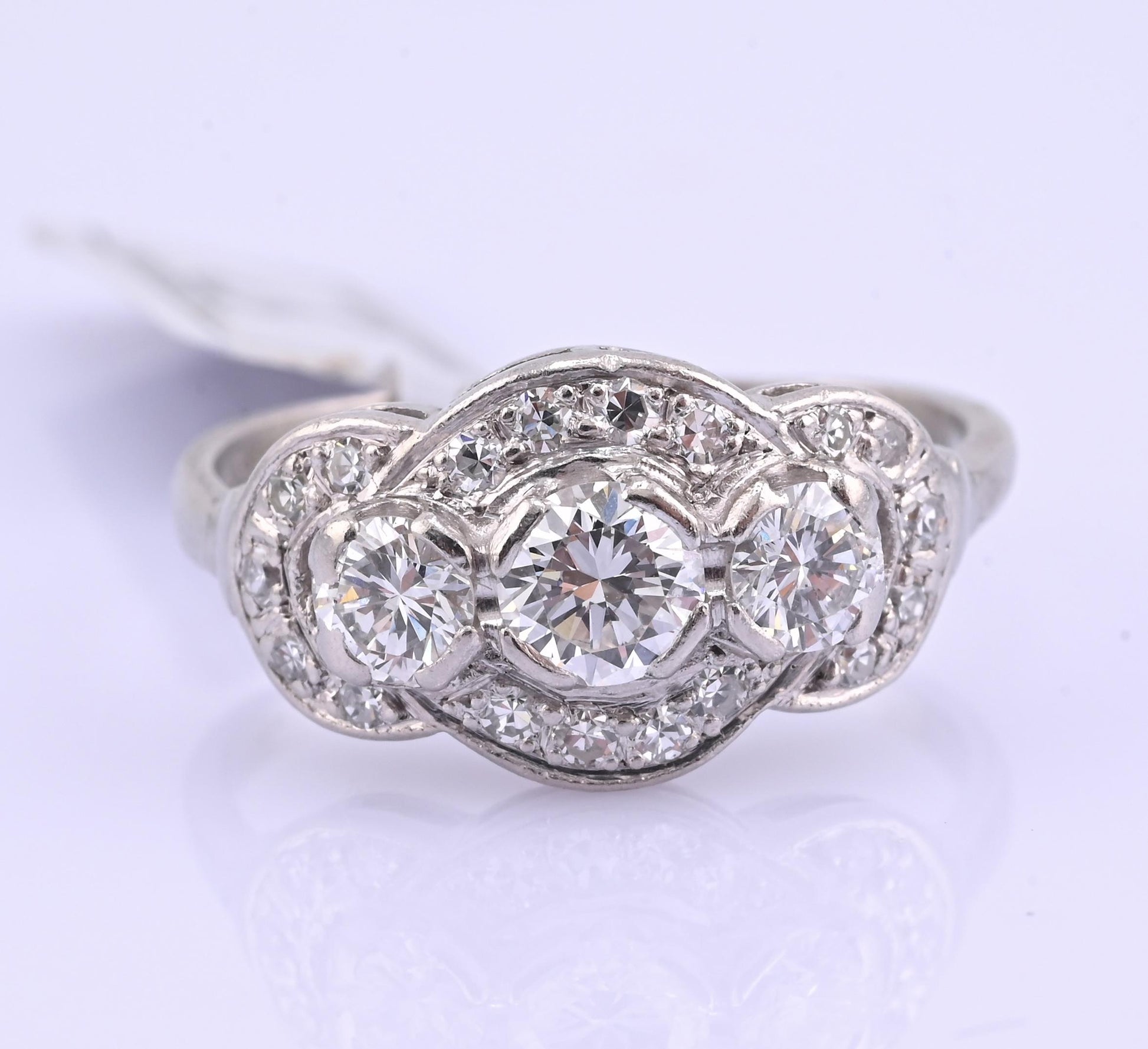 IGI Certified Vintage Platinum Diamond Ring 1.00 CTW Size 7.25