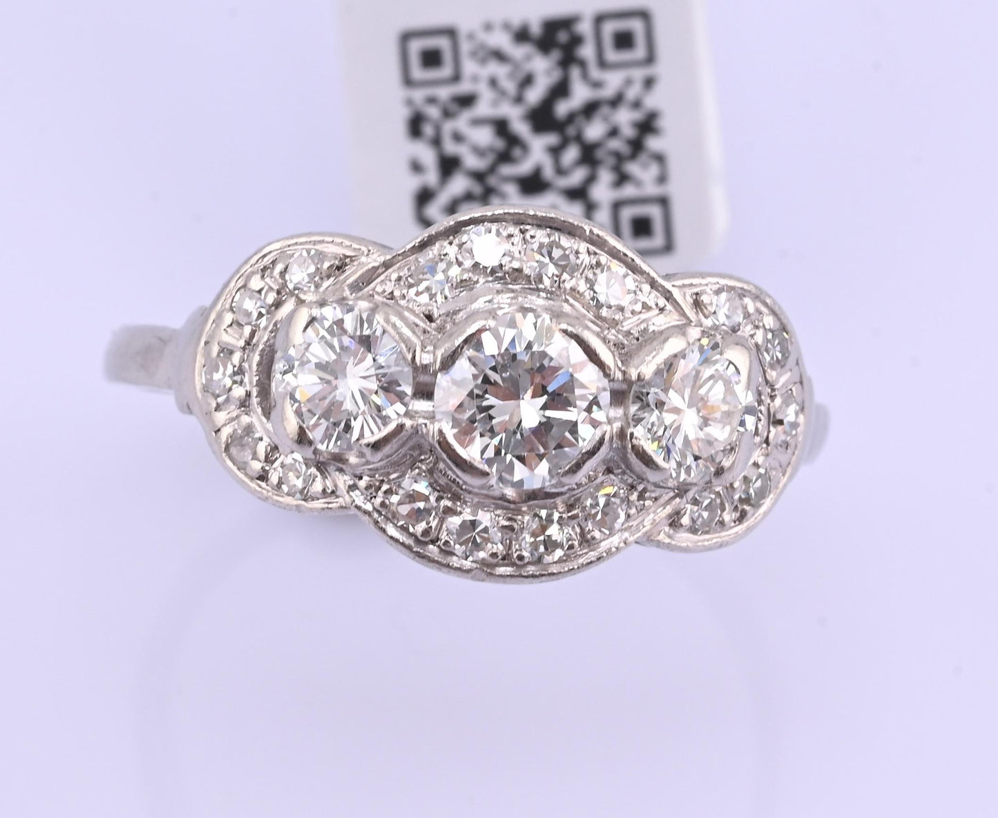 IGI Certified Vintage Platinum Diamond Ring 1.00 CTW Size 7.25