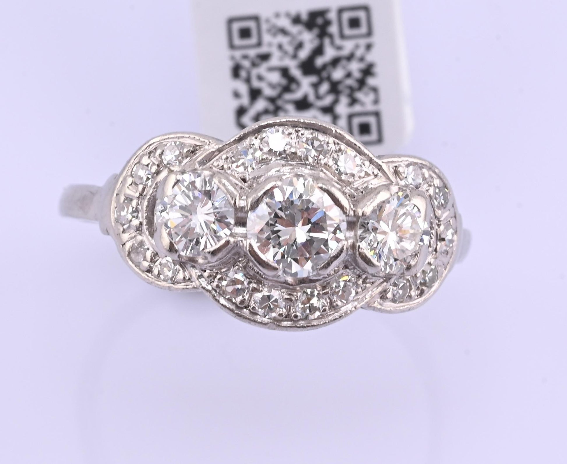 IGI Certified Vintage Platinum Diamond Ring 1.00 CTW Size 7.25