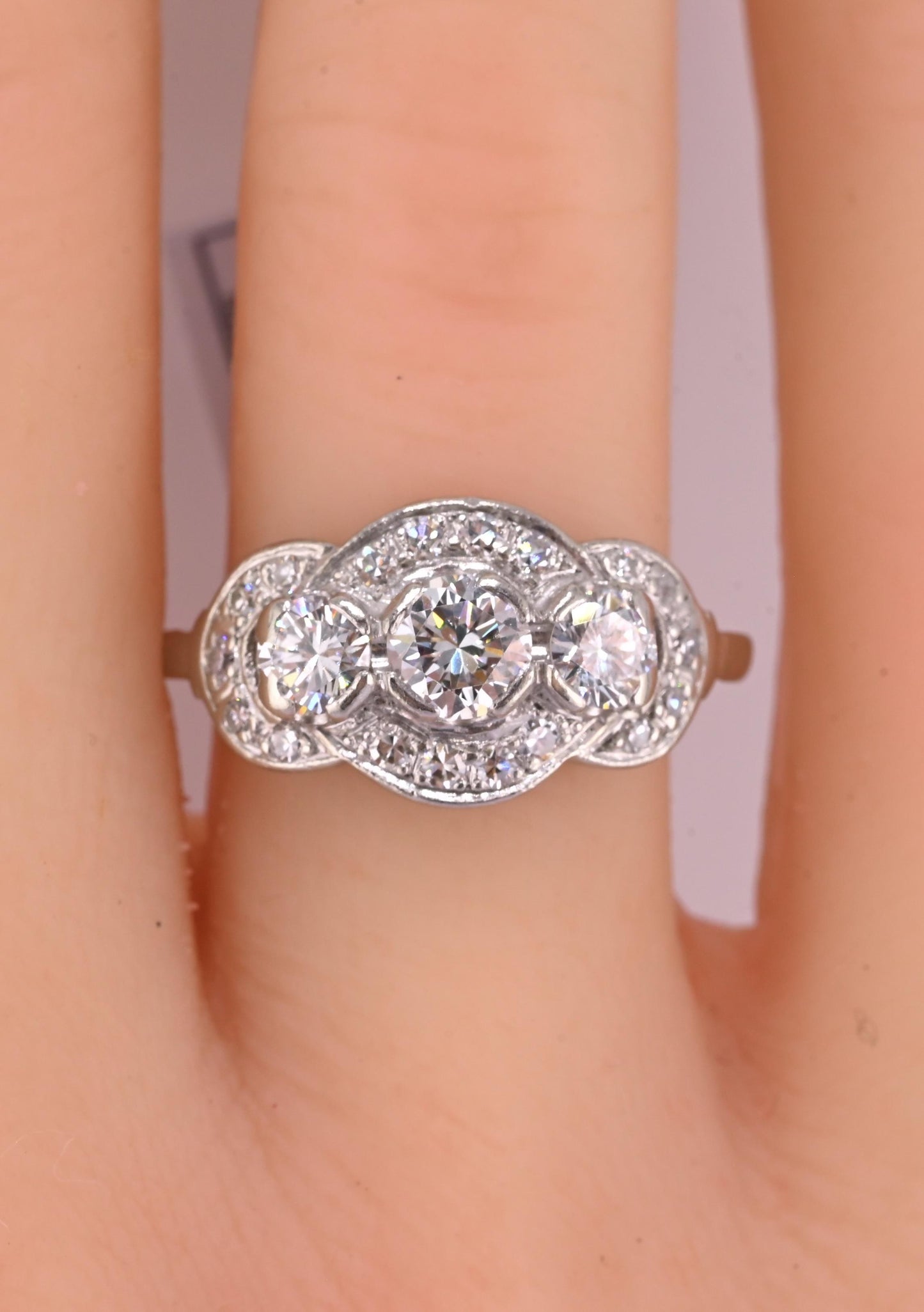 IGI Certified Vintage Platinum Diamond Ring 1.00 CTW Size 7.25