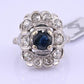 IGI Certified Art Deco 14K White Gold Sapphire & Diamond Ring 1.60 CTW Size 3.75