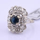 IGI Certified Art Deco 14K White Gold Sapphire & Diamond Ring 1.60 CTW Size 3.75