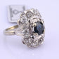 IGI Certified Art Deco 14K White Gold Sapphire & Diamond Ring 1.60 CTW Size 3.75