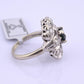 IGI Certified Art Deco 14K White Gold Sapphire & Diamond Ring 1.60 CTW Size 3.75