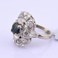 IGI Certified Art Deco 14K White Gold Sapphire & Diamond Ring 1.60 CTW Size 3.75