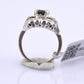 IGI Certified Art Deco 14K White Gold Sapphire & Diamond Ring 1.60 CTW Size 3.75