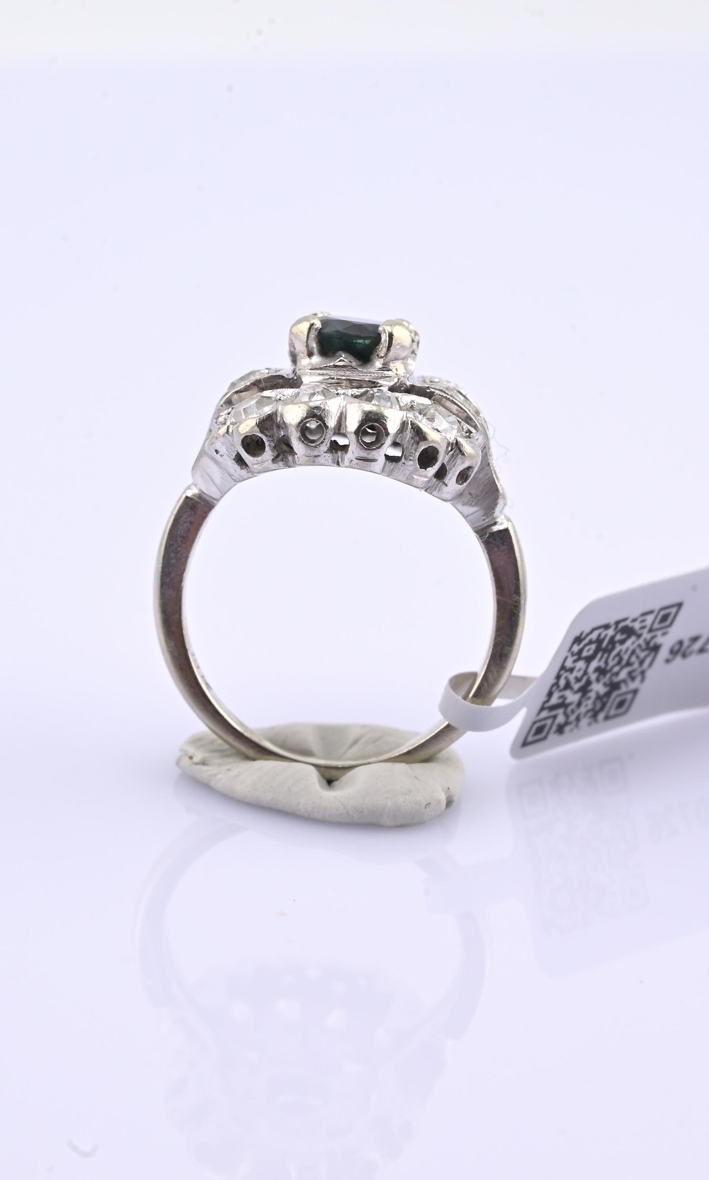 IGI Certified Art Deco 14K White Gold Sapphire & Diamond Ring 1.60 CTW Size 3.75