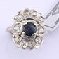 IGI Certified Art Deco 14K White Gold Sapphire & Diamond Ring 1.60 CTW Size 3.75