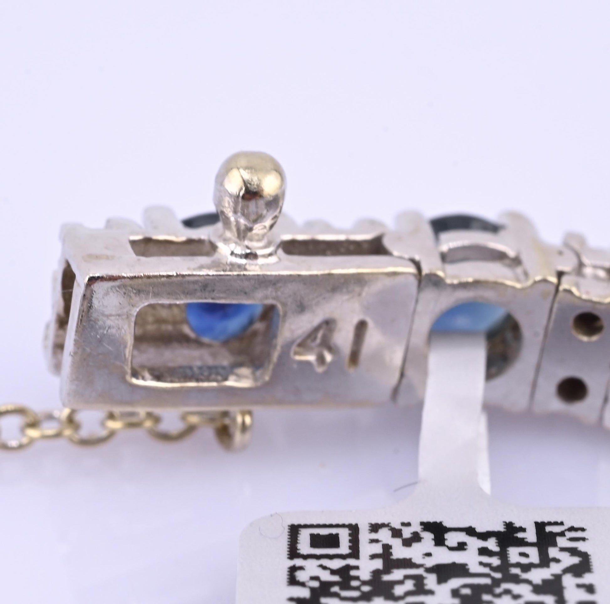 IGI Certified 14K White Gold Sapphire & Diamond Tennis Bracelet 9.10 CTW 7”