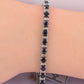 IGI Certified 14K White Gold Sapphire & Diamond Tennis Bracelet 9.10 CTW 7”