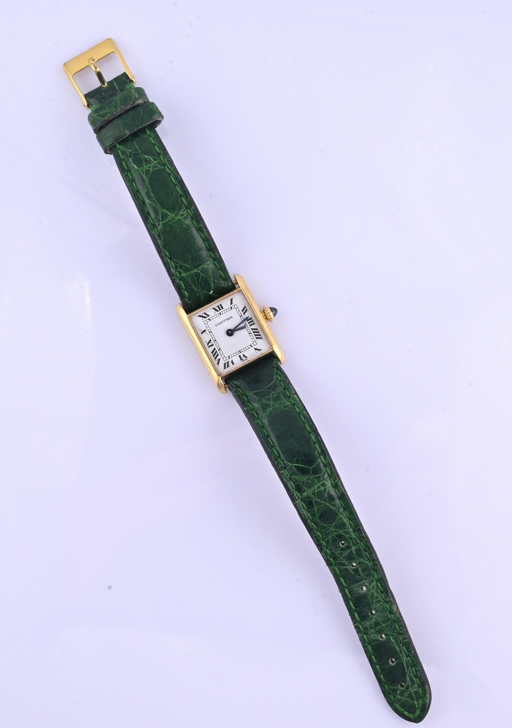 Vintage Cartier Paris Ladies Watch 18K Yellow Gold Swiss Made Ref 67117 Tank