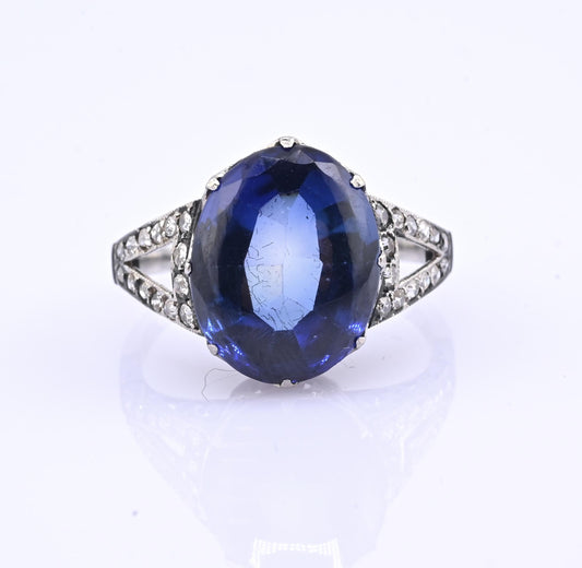 Rare Art Deco Period Sapphire & Diamond Ring With IGI Report