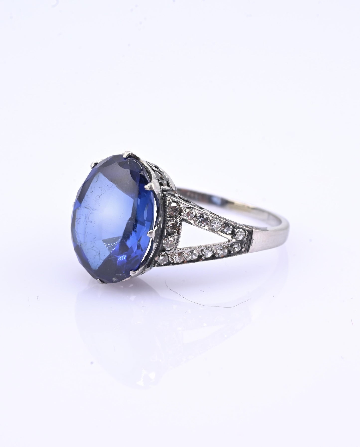 Rare Art Deco Period Sapphire & Diamond Ring With IGI Report