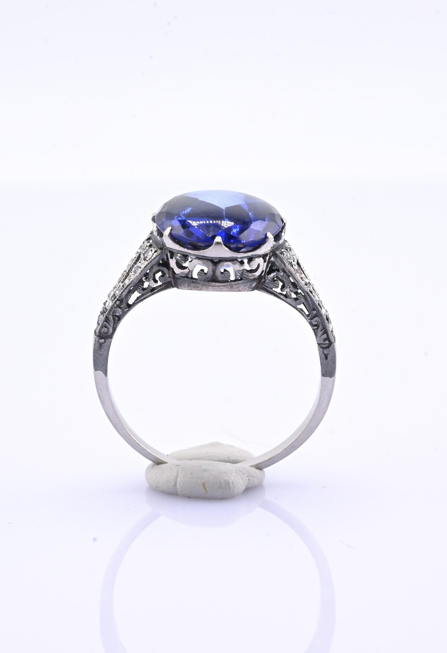 Rare Art Deco Period Sapphire & Diamond Ring With IGI Report