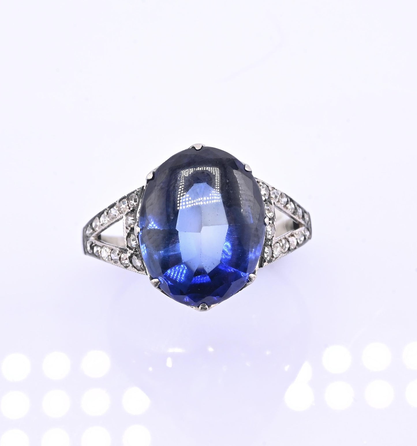 Rare Art Deco Period Sapphire & Diamond Ring With IGI Report