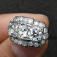 Art Deco Palladium Diamond Engagement Ring IGI Certified 3.75 TCW Ring Size 7.5