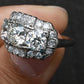 Art Deco Palladium Diamond Engagement Ring IGI Certified 3.75 TCW Ring Size 7.5