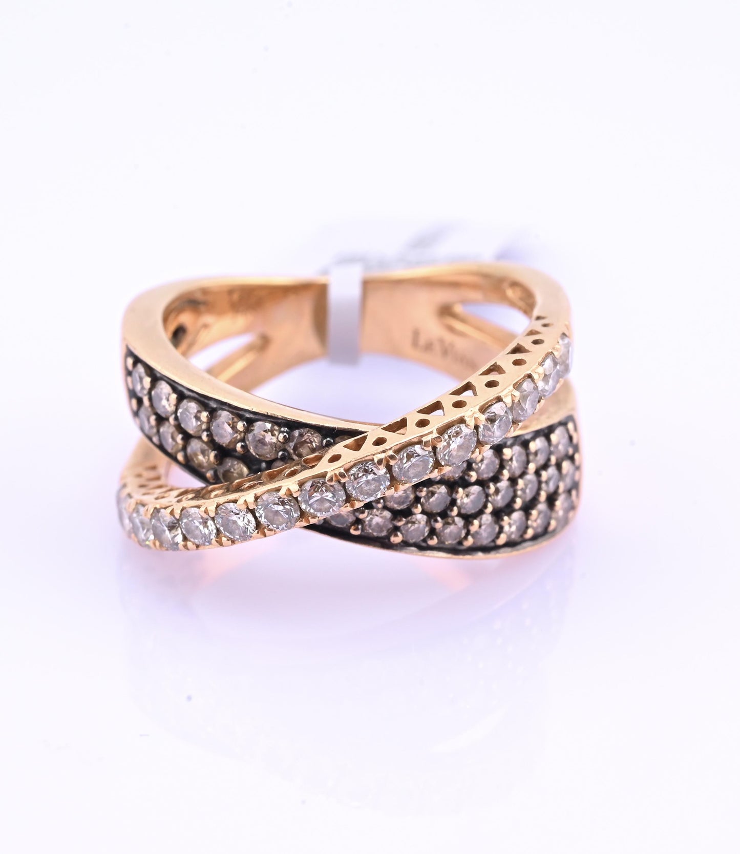 14K Pink Gold Le Vian Diamond Swirl Ring IGI Certified Ring Size 6.5