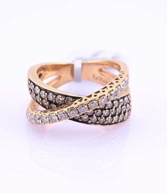 14K Pink Gold Le Vian Diamond Swirl Ring IGI Certified Ring Size 6.5