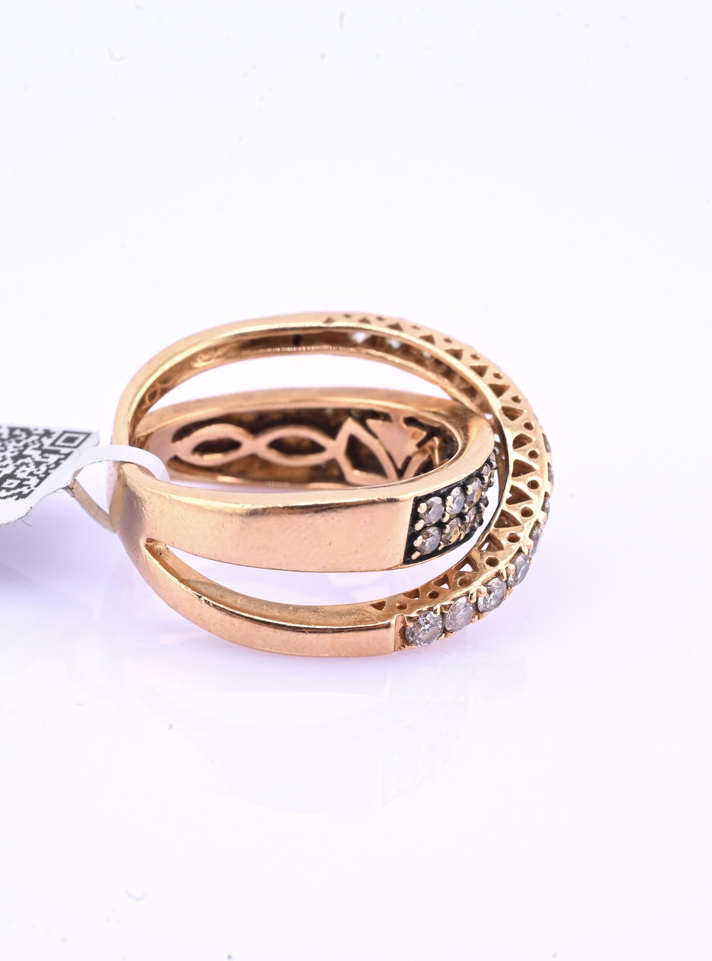 14K Pink Gold Le Vian Diamond Swirl Ring IGI Certified Ring Size 6.5