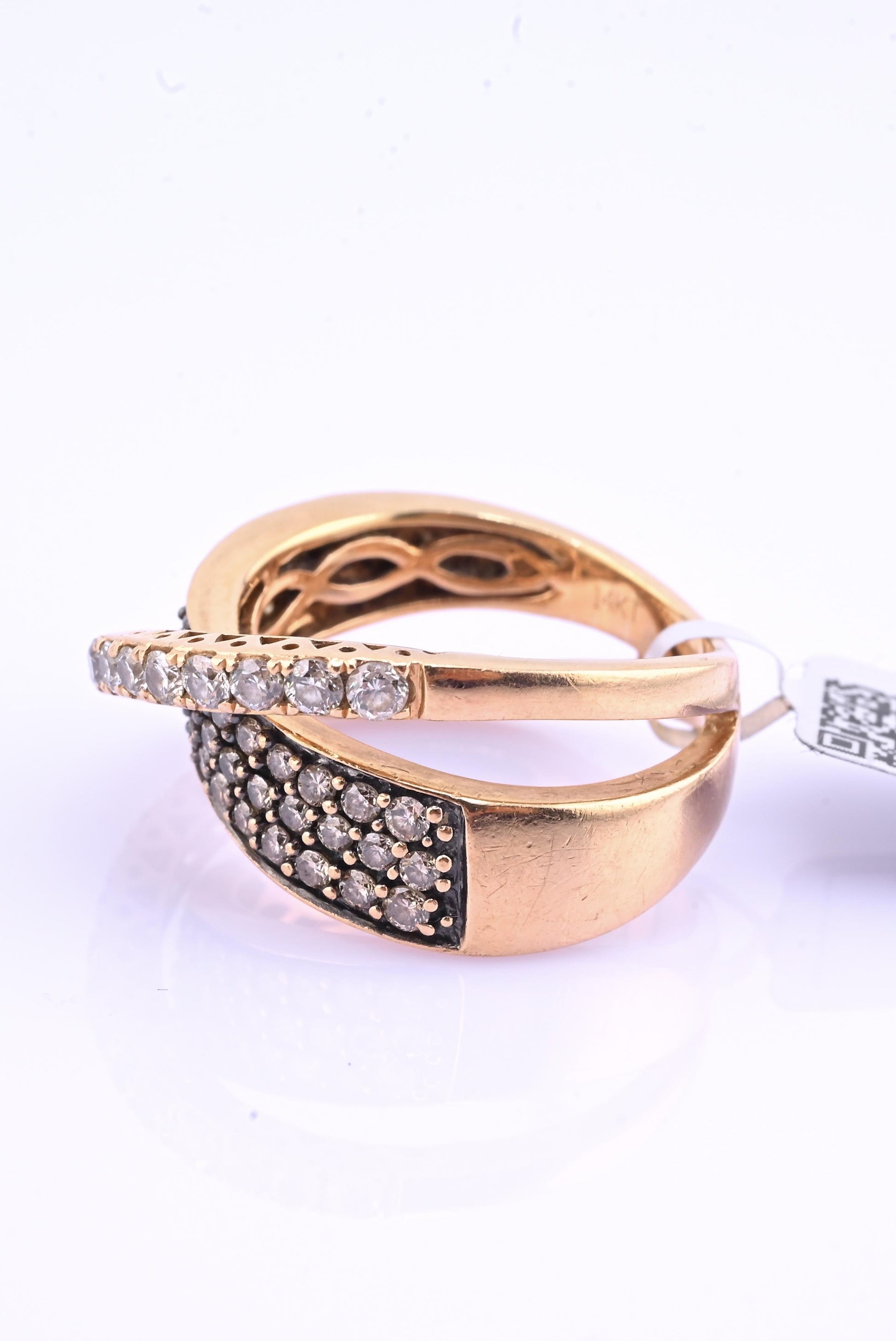 14K Pink Gold Le Vian Diamond Swirl Ring IGI Certified Ring Size 6.5