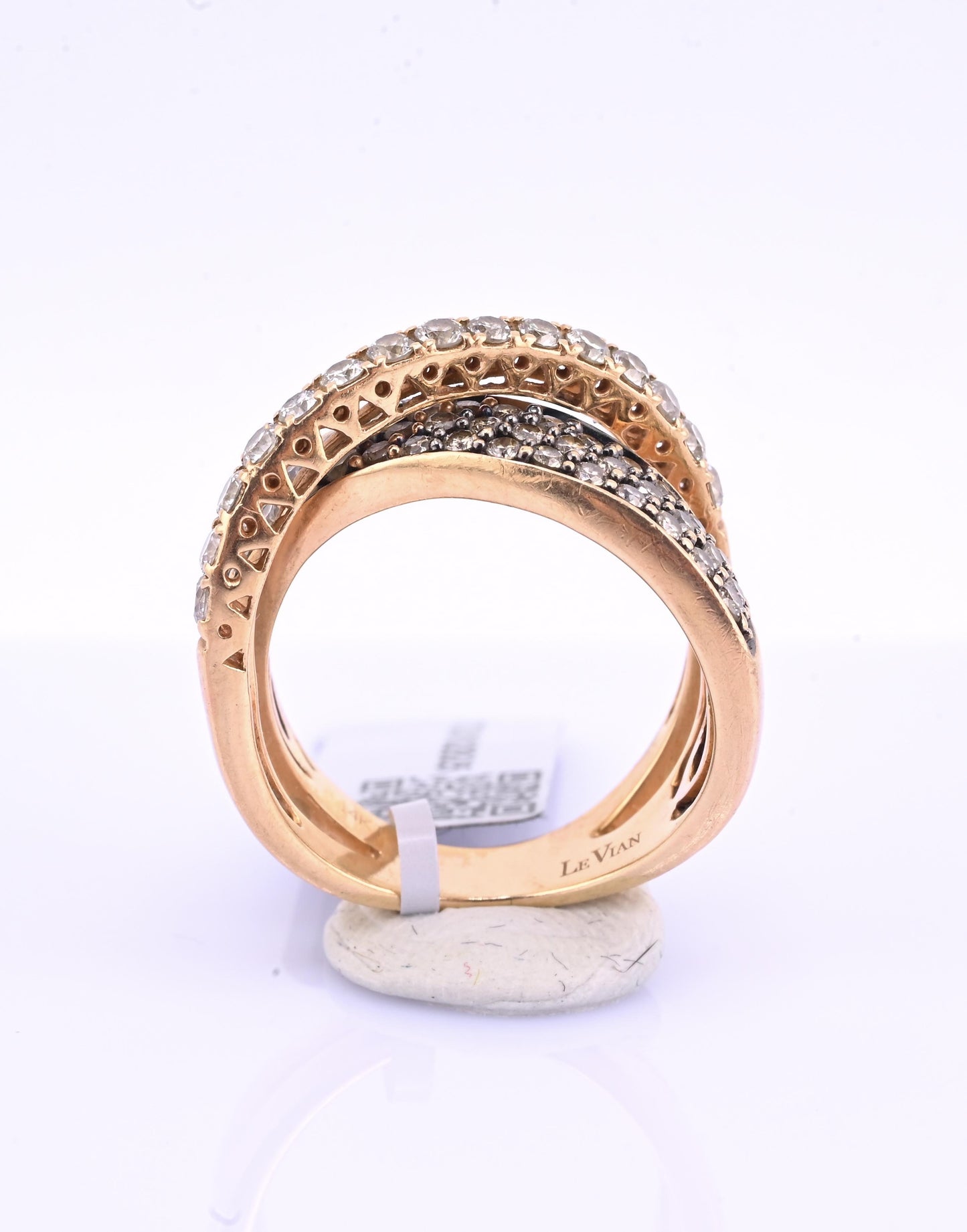 14K Pink Gold Le Vian Diamond Swirl Ring IGI Certified Ring Size 6.5