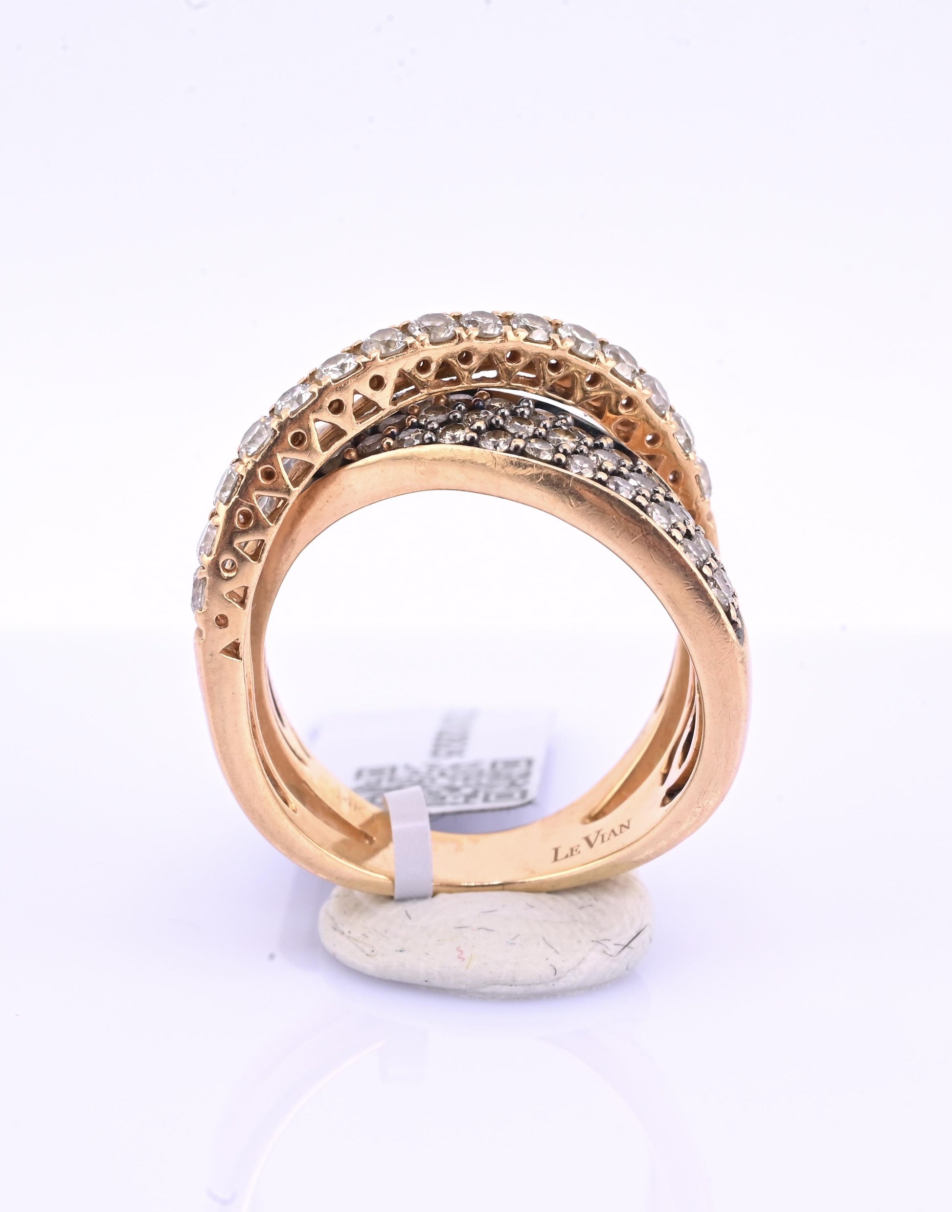 14K Pink Gold Le Vian Diamond Swirl Ring IGI Certified Ring Size 6.5