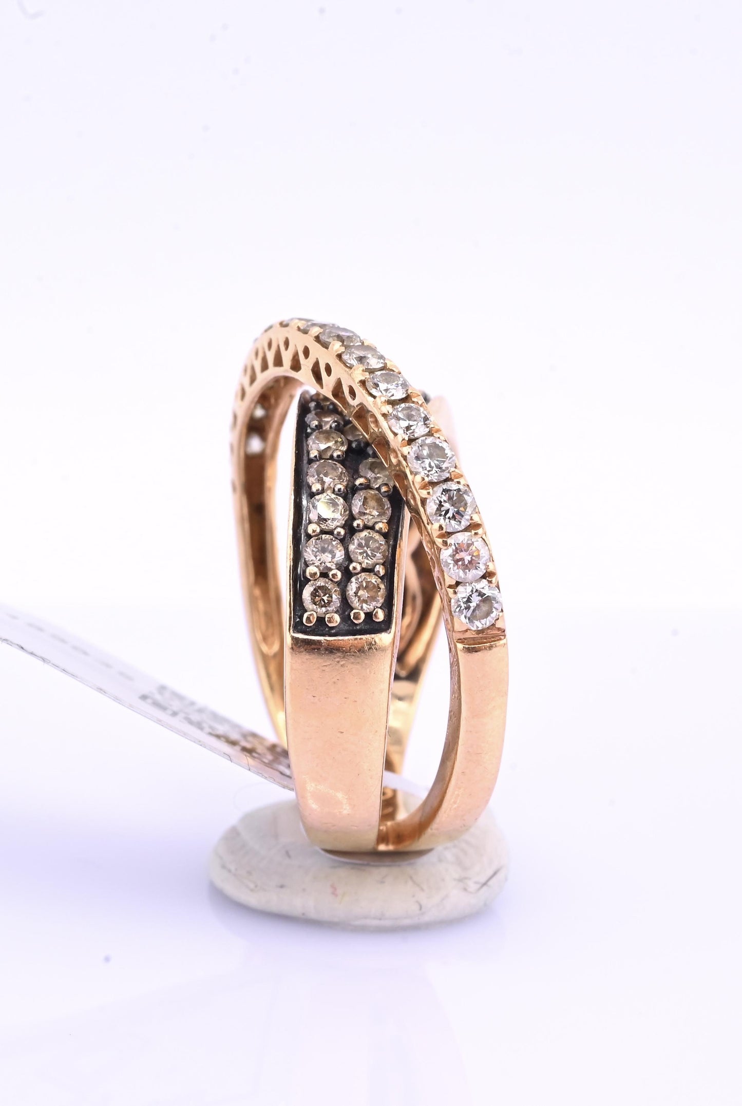 14K Pink Gold Le Vian Diamond Swirl Ring IGI Certified Ring Size 6.5