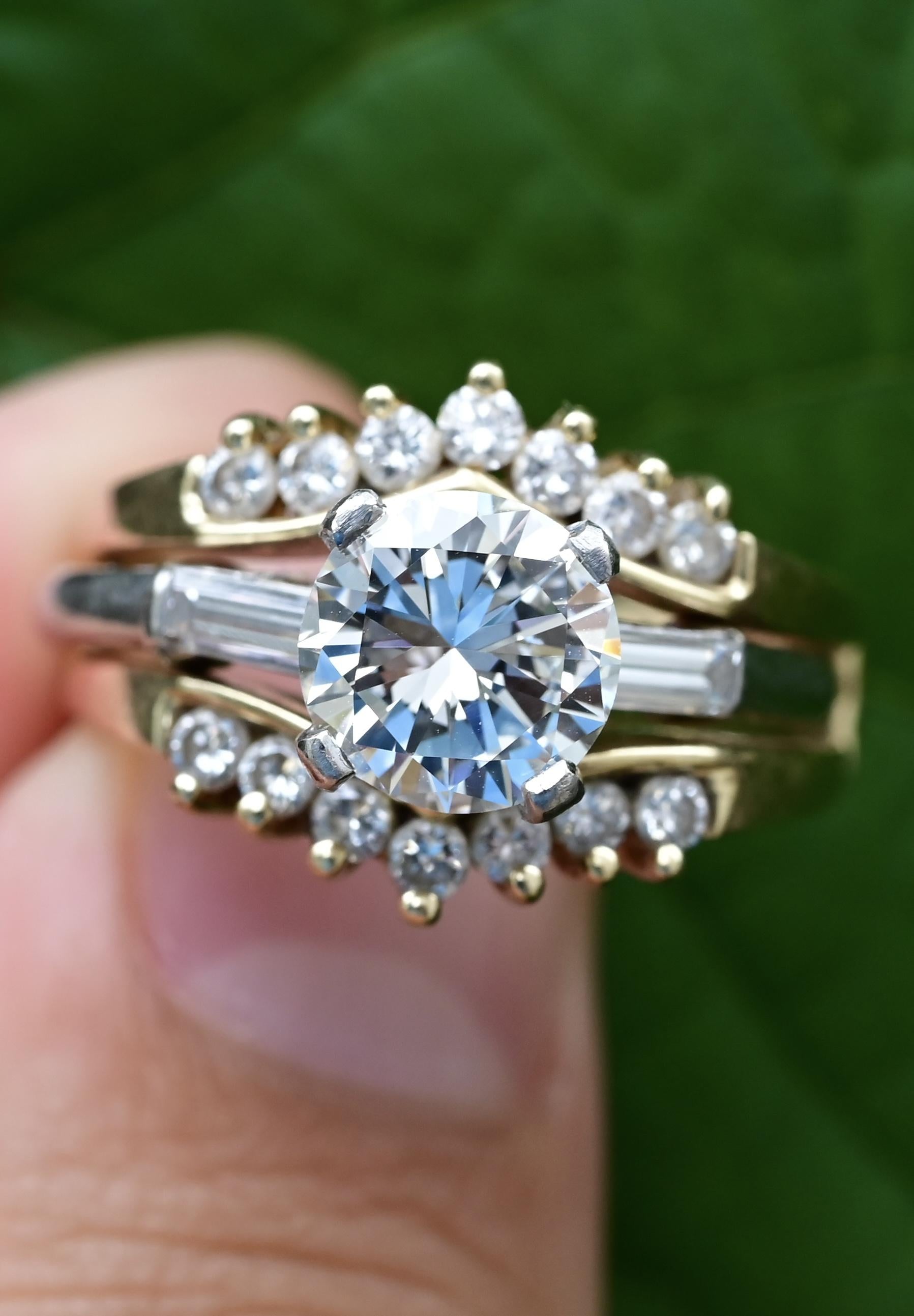 GIA Certified 1.56ct VVS1 H Diamond Platinum Ring w/ 14K Gold Enhancer 8.83g