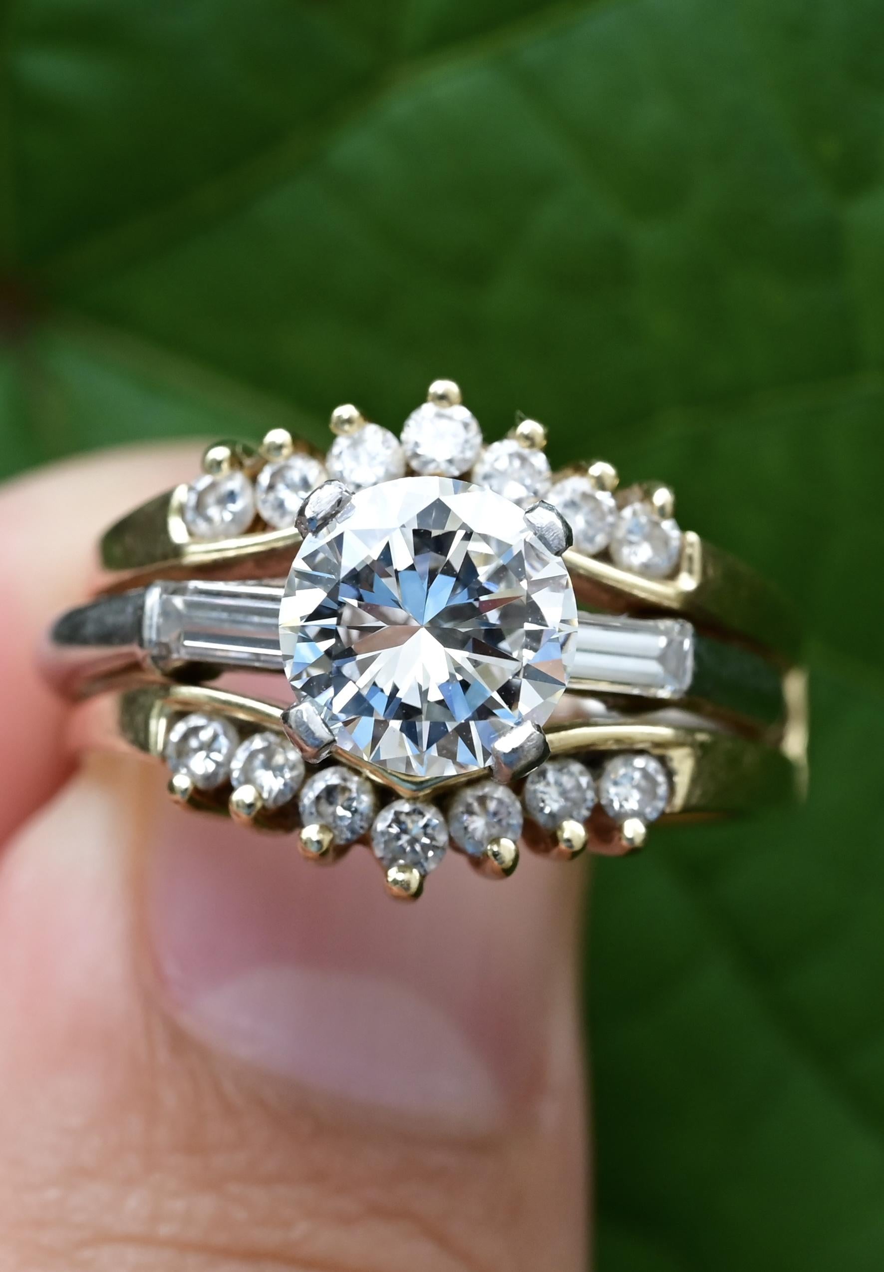 GIA Certified 1.56ct VVS1 H Diamond Platinum Ring w/ 14K Gold Enhancer 8.83g