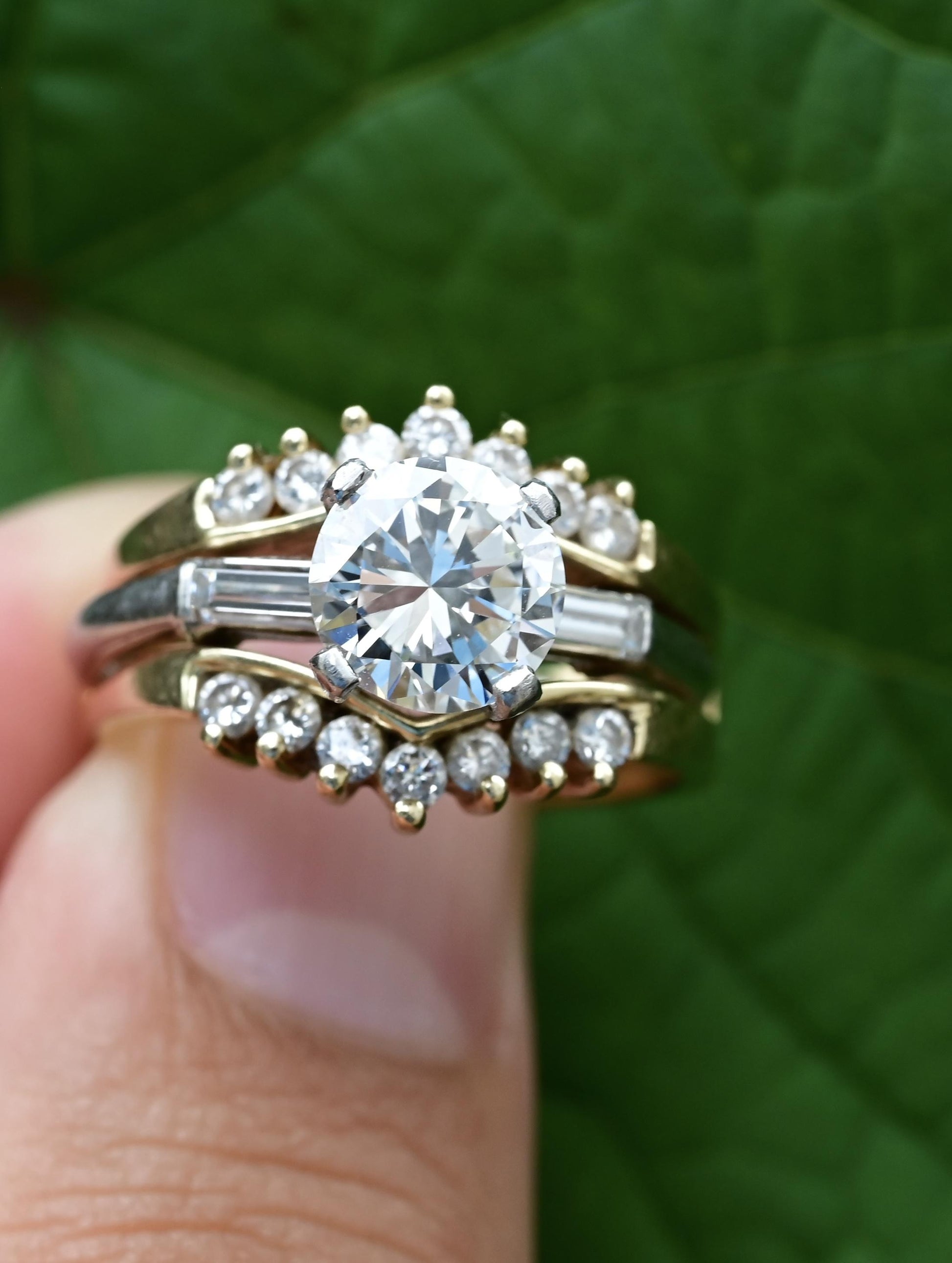 GIA Certified 1.56ct VVS1 H Diamond Platinum Ring w/ 14K Gold Enhancer 8.83g