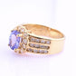 14K Yellow Gold Tanzanite & Diamond Halo Ring Oval Tanzanite Ring Size 7.75