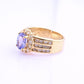 14K Yellow Gold Tanzanite & Diamond Halo Ring Oval Tanzanite Ring Size 7.75