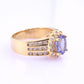 14K Yellow Gold Tanzanite & Diamond Halo Ring Oval Tanzanite Ring Size 7.75
