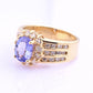 14K Yellow Gold Tanzanite & Diamond Halo Ring Oval Tanzanite Ring Size 7.75