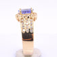 14K Yellow Gold Tanzanite & Diamond Halo Ring Oval Tanzanite Ring Size 7.75