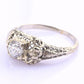 IGI Certified Art Deco 18K White Gold Diamond Ring Size 5.25
