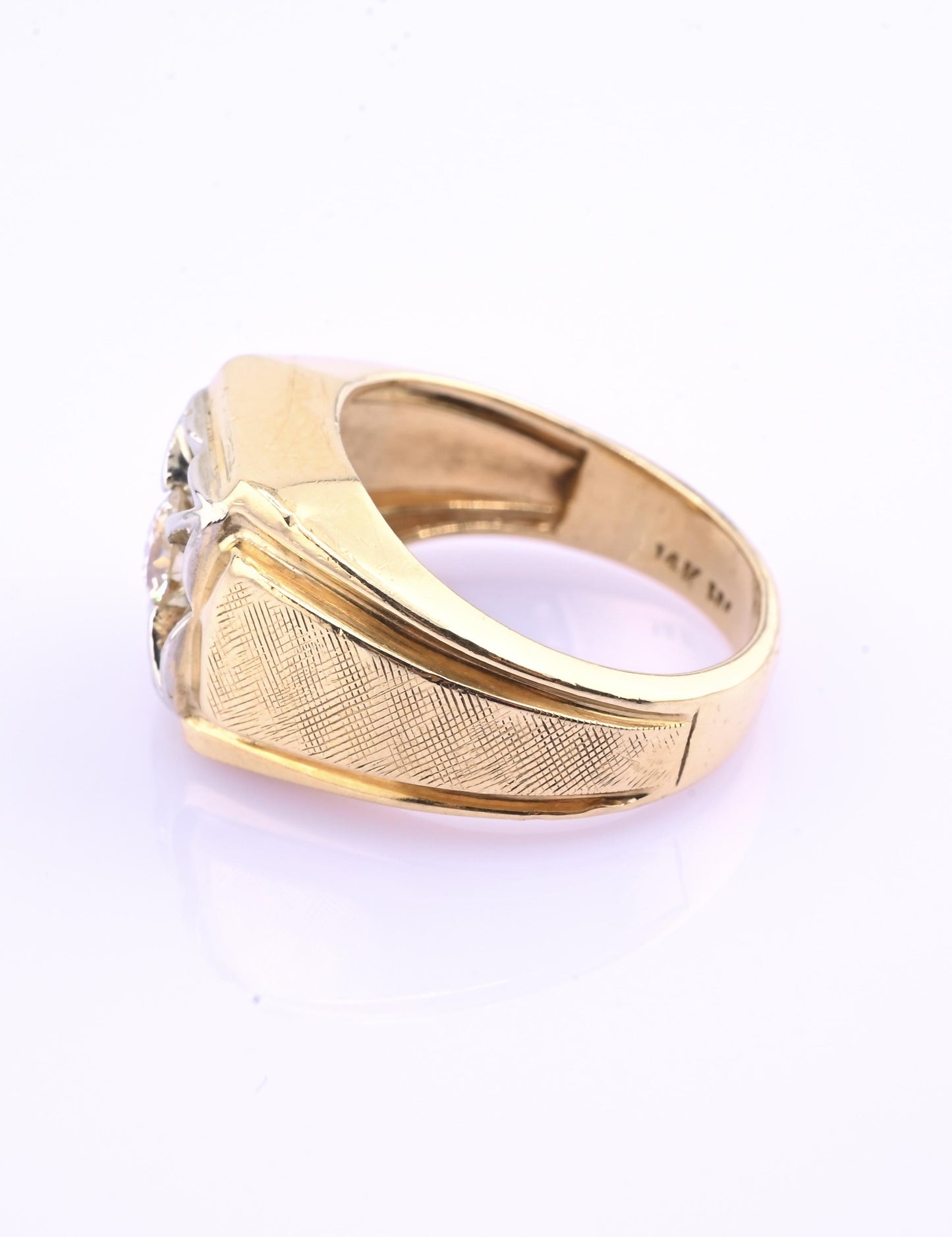 Art Deco 14K Yellow Gold Diamond Ring – .38 CT VS1–VS2 Center Ring Size 6