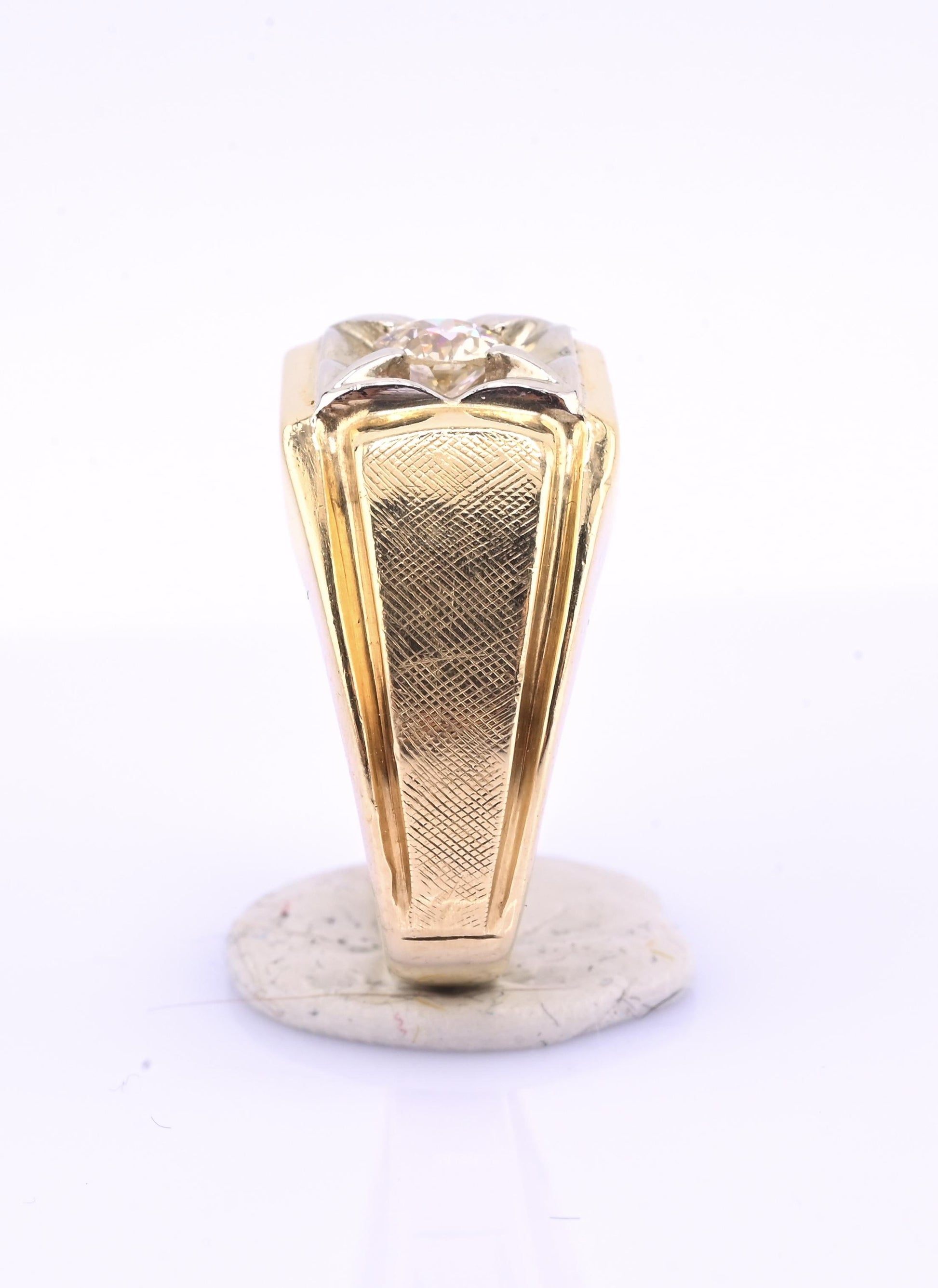 Art Deco 14K Yellow Gold Diamond Ring – .38 CT VS1–VS2 Center Ring Size 6
