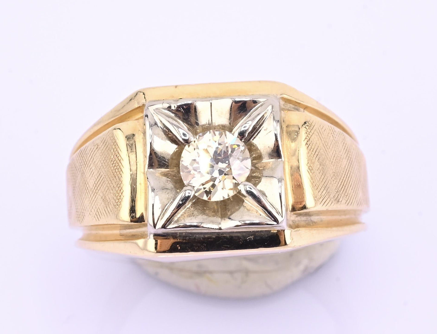 Art Deco 14K Yellow Gold Diamond Ring – .38 CT VS1–VS2 Center Ring Size 6