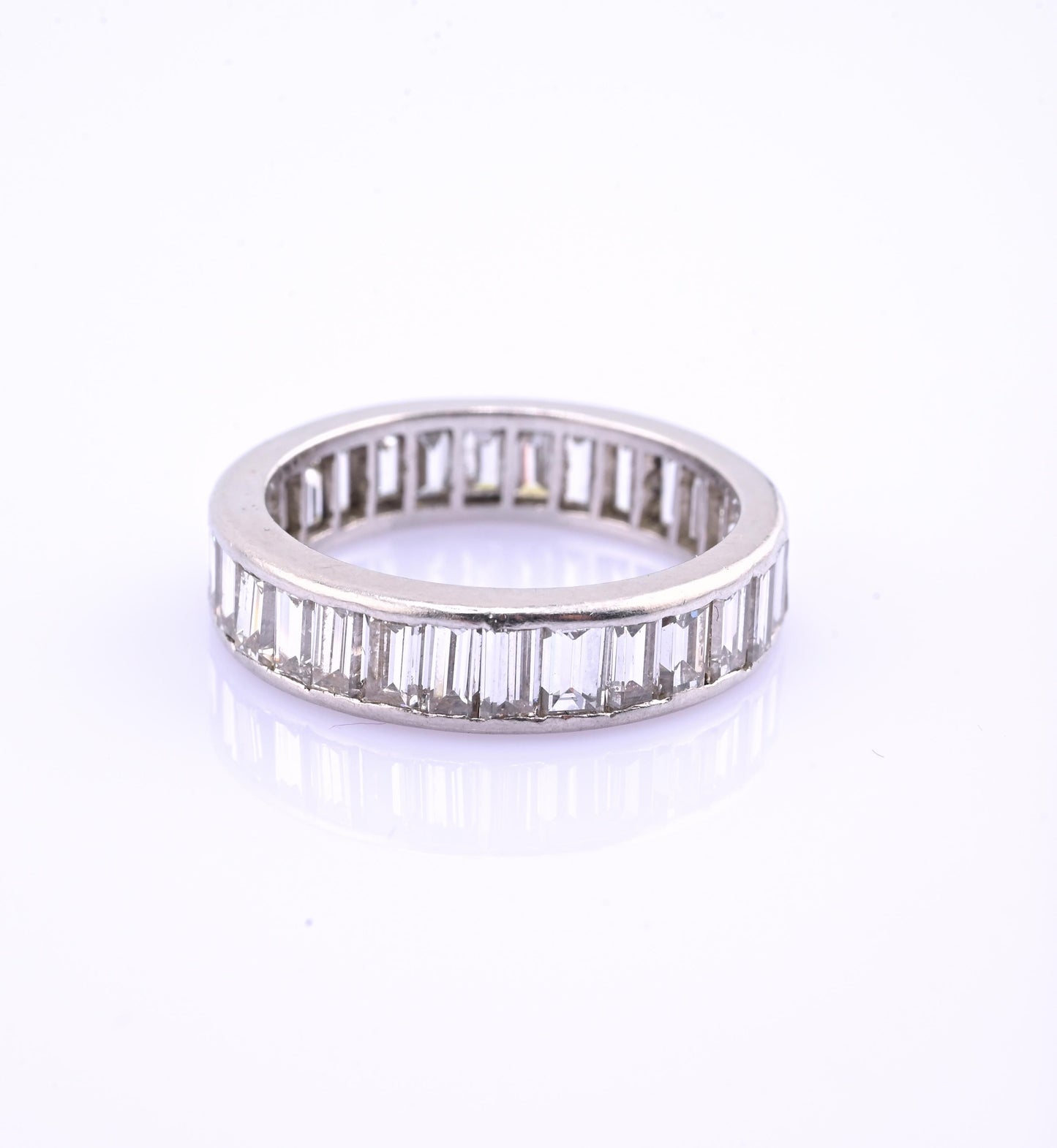 Magnificent 3.50 TCW Diamond Eternity Band in Solid Platinum Size 6.25 IGI Cert.